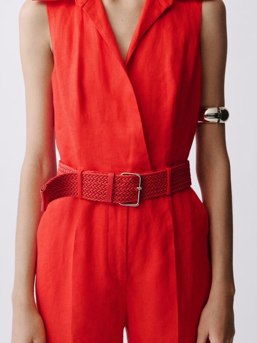 Mango LINEN SHIRT JUMPSUIT WITH BELT - Picture 6 of 9